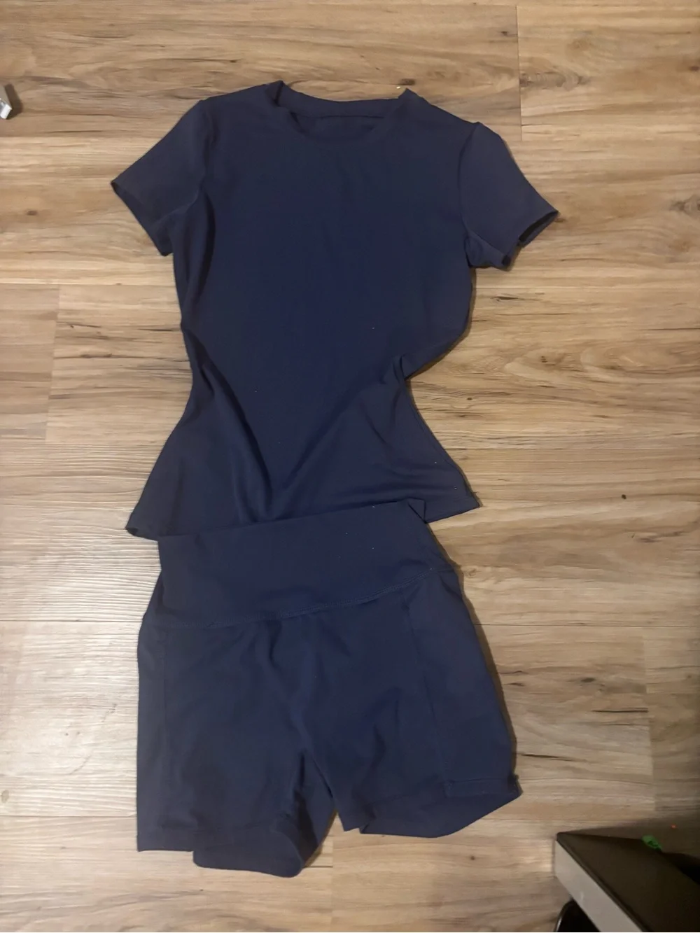 SHEIN Navy Blue Kids Matching Active Set - Top & Shorts